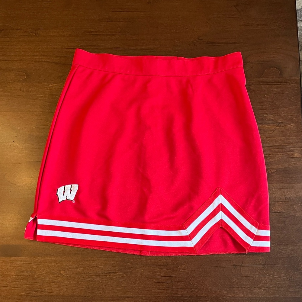 Vintage Wisconsin Badger Red Cheerleader Skirt (Small) Waist 28" Length 15.5"